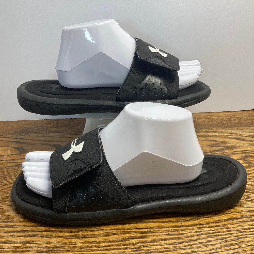 Under Armour Men's Ignite IV Mens Black White Slide Sandals 1252510-001 Size 9